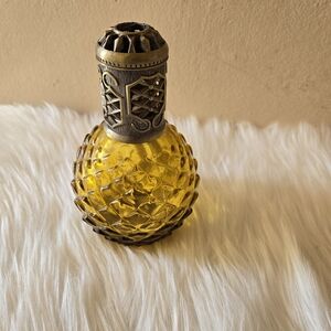 Art Glass Catalytic Effusion Fragrance Oil Diffuser Lamp  Brown Swirls Gold Cap